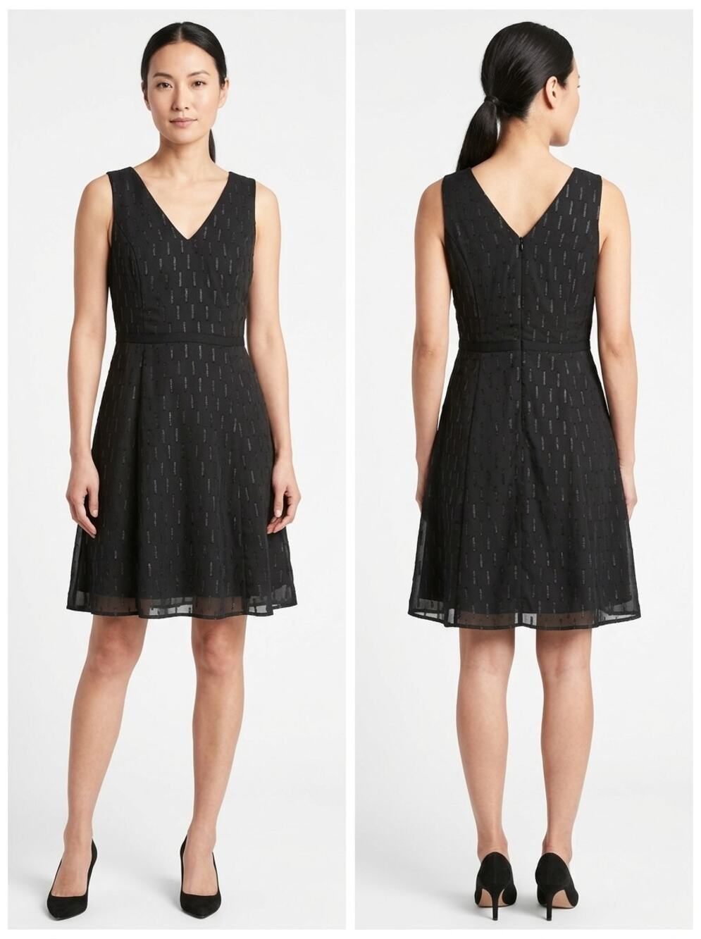 Banana Republic Geometric Sleeveless V-Neck A-Line Dress Women Size 10